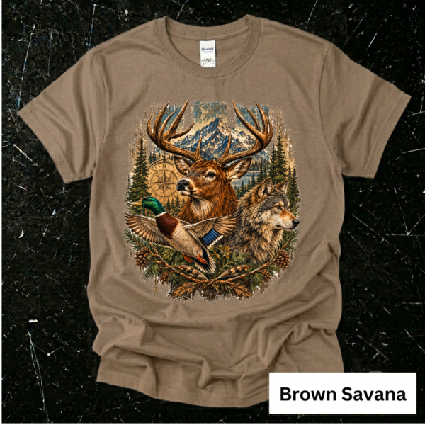 Artboard 24 Wildlife Adventure T-Shirt – Deer, Wolf & Duck Vintage Outdoor Graphic Tee