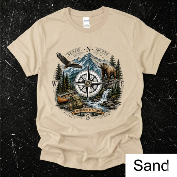Adventure Is Calling T-Shirt – Mountain Compass Bear & Eagle Outdoor Tee