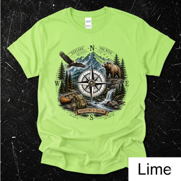 Adventure Is Calling T-Shirt – Mountain Compass Bear & Eagle Outdoor Tee