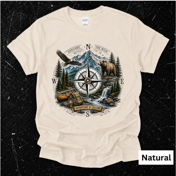 Adventure Is Calling T-Shirt – Mountain Compass Bear & Eagle Outdoor Tee