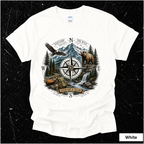 Adventure Is Calling T-Shirt – Mountain Compass Bear & Eagle Outdoor Tee