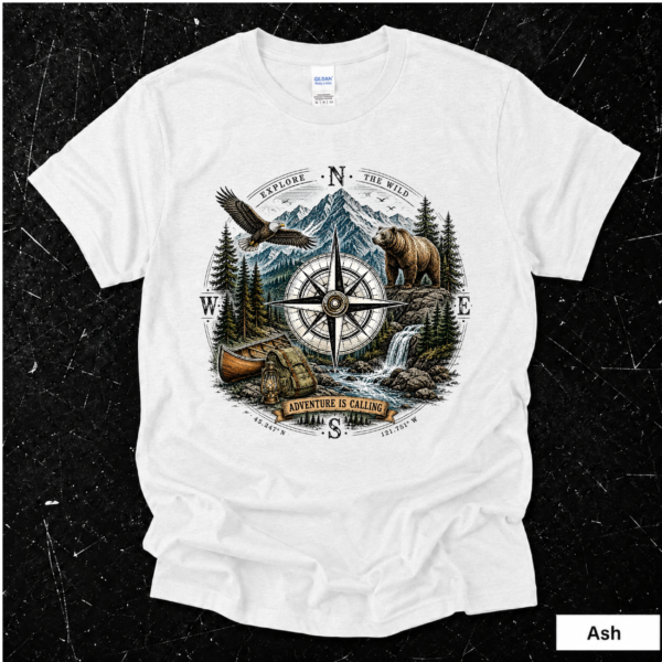 Adventure Is Calling T-Shirt – Mountain Compass Bear & Eagle Outdoor Tee