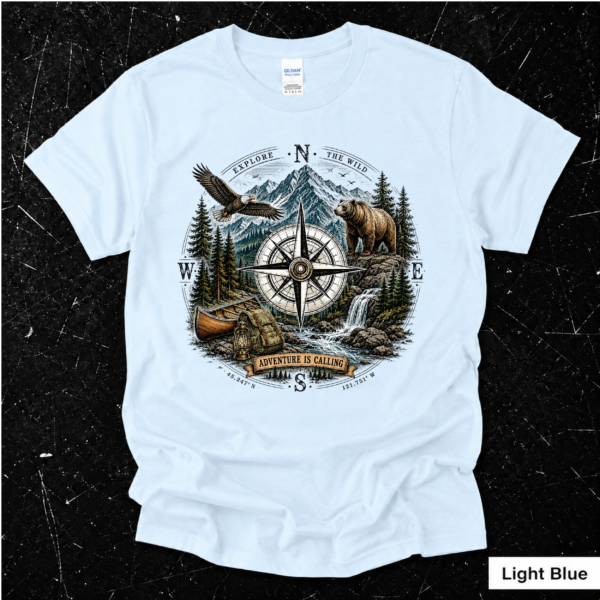Adventure Is Calling T-Shirt – Mountain Compass Bear & Eagle Outdoor Tee