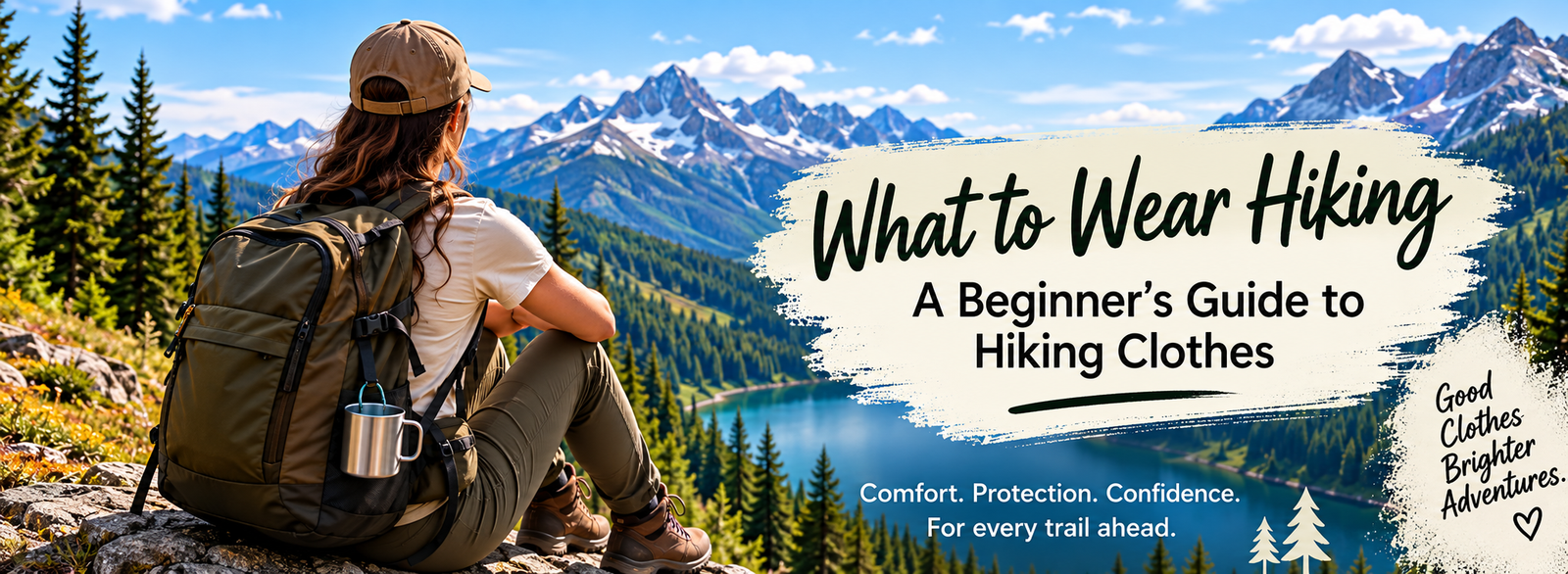 Hiker wearing comfortable outdoor clothing on a scenic mountain trail