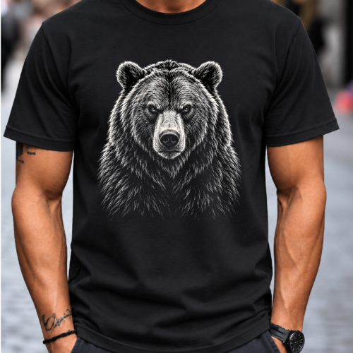 bear t-shirt with detailed wildlife graphic design