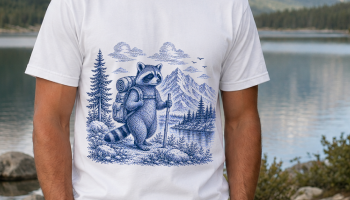 Outdoor adventure hiking raccoon shirt